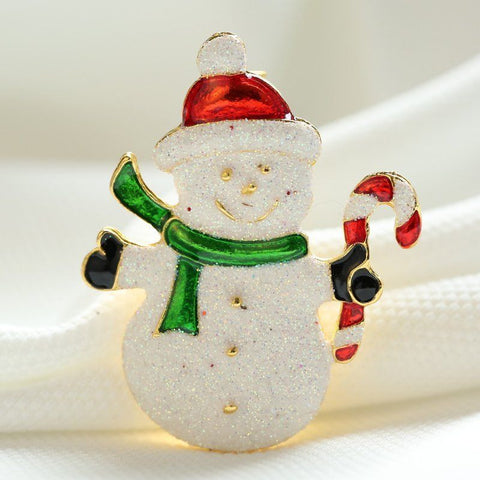 Gold Plated Christmas Snowman and Santa Brooches - Owl J
 - 1