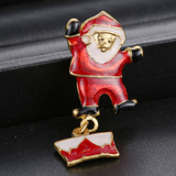 Gold Plated Christmas Snowman and Santa Brooches - Owl J
 - 2