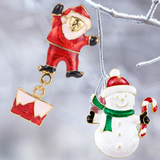 Gold Plated Christmas Snowman and Santa Brooches - Owl J
 - 3