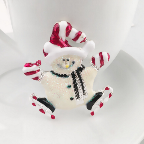 Christmas Snowman Brooch Pin - Owl J
