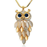 Crystal Leaf Owl Necklace - Owl J
 - 1