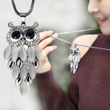 Crystal Leaf Owl Necklace - Owl J
 - 2