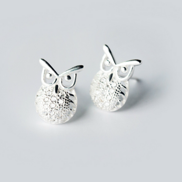 Silver owl store earrings