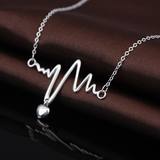 Heartbeat Lifeline Pulse Pendant Necklace  - 925 Sterling Silver - Owl J
 - 2