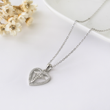 Heart Caduceus Necklace - 925 Sterling Silver - Owl J
 - 5