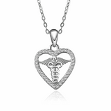 Heart Caduceus Necklace - 925 Sterling Silver - Owl J
 - 1
