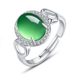 Green Chrysoprase Ring - 925 Sterling Silver - Owl J
 - 1