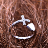 Heart Cross Ring -925 Sterling Silver - Owl J
 - 6