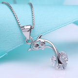 Jumping Dolphin Necklace  - 925 Sterling Silver - Owl J
 - 1