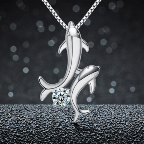 Dolphin Lovers Necklace - 925 Sterling Silver - Owl J
 - 1