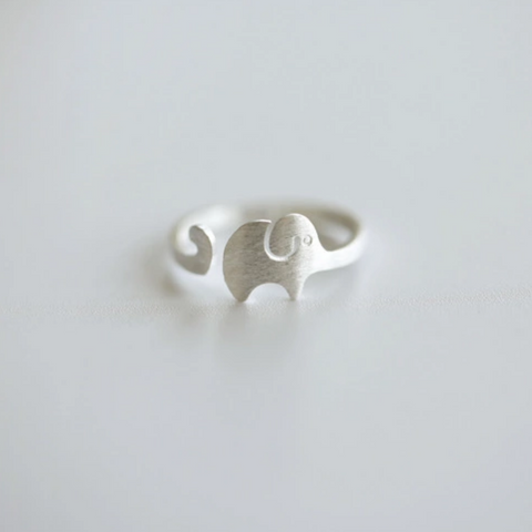 Sterling Silver Mother And Baby Elephants Ring