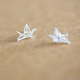 Origami Crane Stud Earrings  - 925 Sterling Silver - Owl J
 - 2
