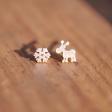 Christmas Reindeeer Snowflake Earrings  - 925 Sterling Silver - Owl J
 - 1