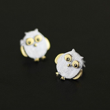 Happy Owl Stud Earrings - 925 Sterling Silver - Owl J
 - 2