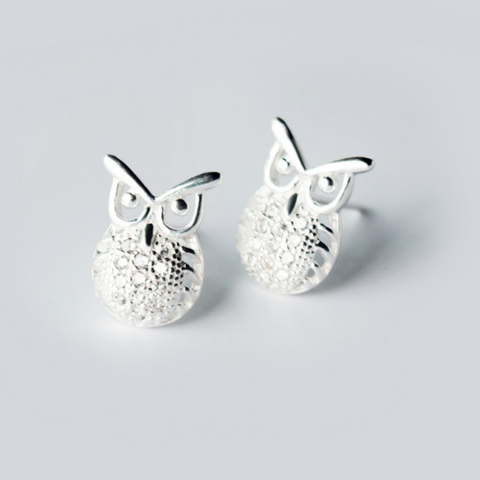 Wise Owl Stud Earrings - 925 Sterling Silver - Owl J
 - 1